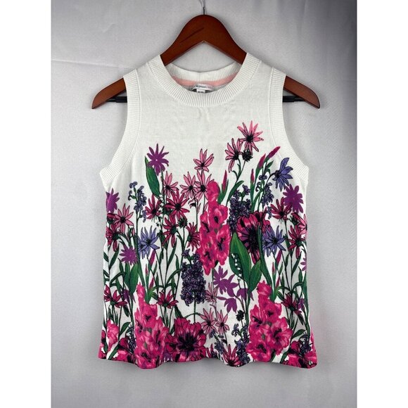 Isaac Mizrahi Live! Womens Floral Sleeveless Cotton Blend Top XXS - Picture 2 of 5